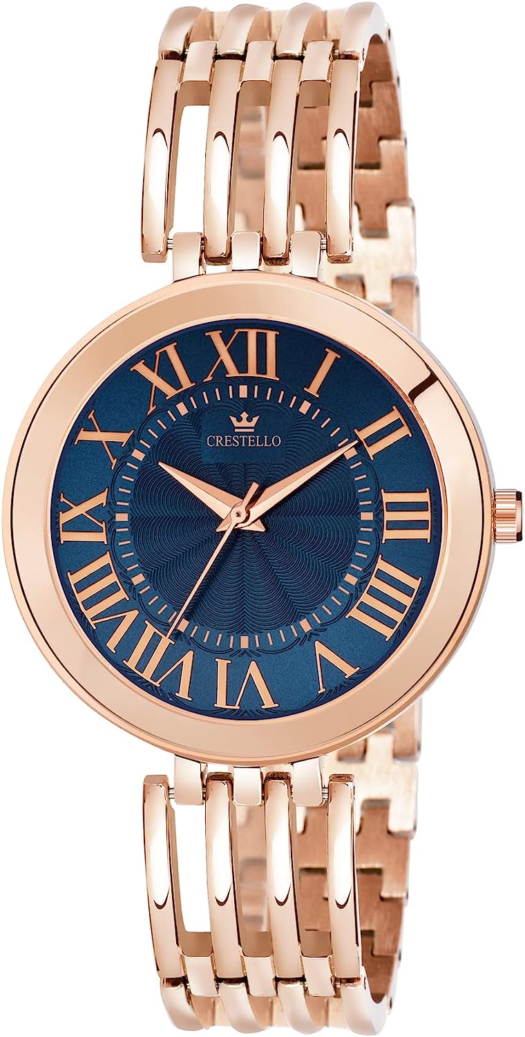 Crestello Rose Gold/Brown Plated Bracelet Analog Wrist Watch for Women - Image 1